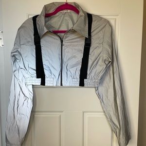 "metallic" crop top jacket